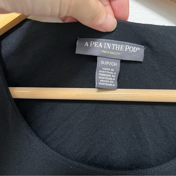 A PEA IN THE POD Black Modal Blend Ruched Sides Midi Dress 3/4 Sleeve Size Small - Picture 4 of 8